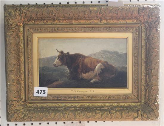 Thomas Sidney Cooper (1803-1902), oil on board, study of a cow